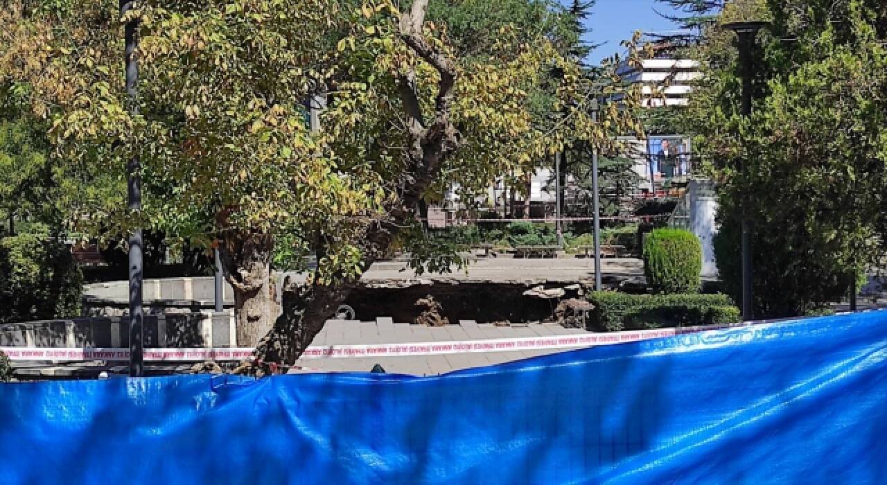 Güvenpark’ta göçüğün meydana geldiği alanda çalışmalar devam ediyor