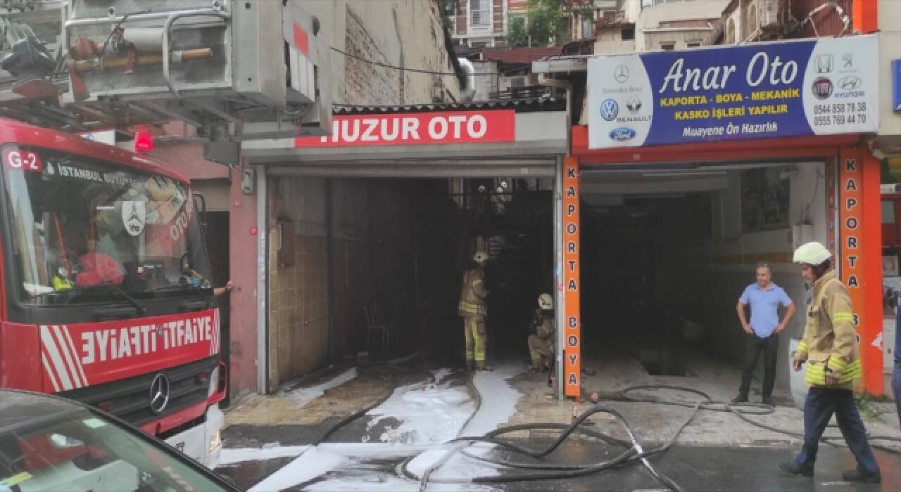 Şişli’de oto tamirhanesinde çıkan yangın söndürüldü