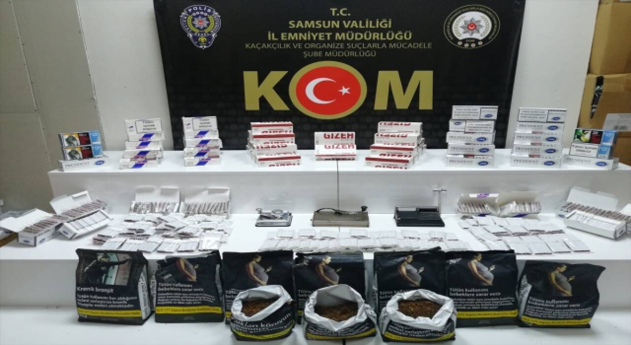 Samsun’da 14 bin 600 bandrolsüz makaron ele geçirildi