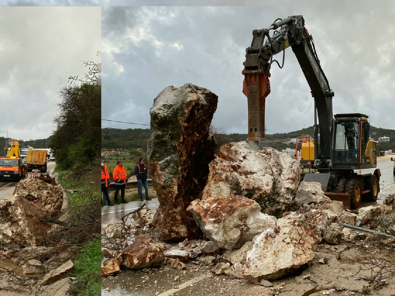 Antalya-Kaş kara yolunda heyelan nedeniyle ulaşım tek şeritten sağlanıyor