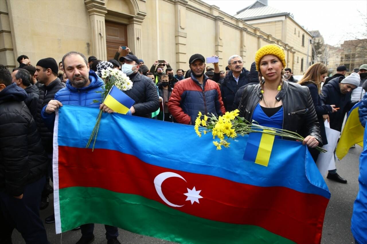 Azerbaycan'da, Ukrayna'ya destek gösterisi yapıldı