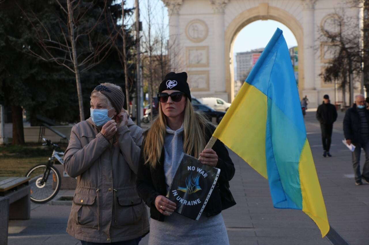 Kuzey Makedonya'da Ukrayna'ya destek gösterisi düzenlendi