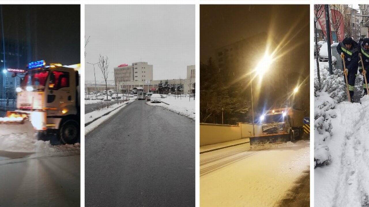 Nevşehir'de kar temizliği ve tuzlama çalışması yapıldı 