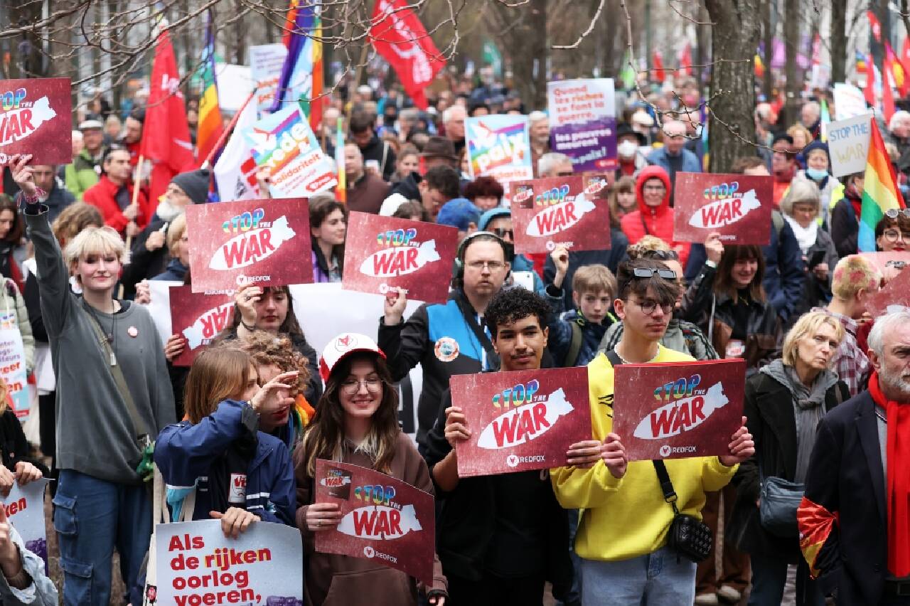 Rusya'nın Ukrayna'ya saldırıları Belçika'da protesto edildi