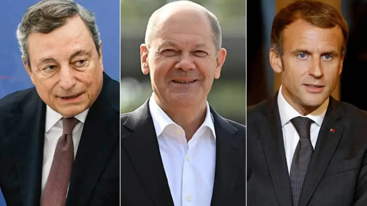 Fransız Macron, Alman Scholz ve İtalyan Draghi Ukrayna yolunda