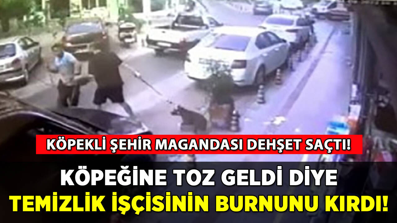 Köpeğine toz geldi diye işçinin burnunu kırdı!