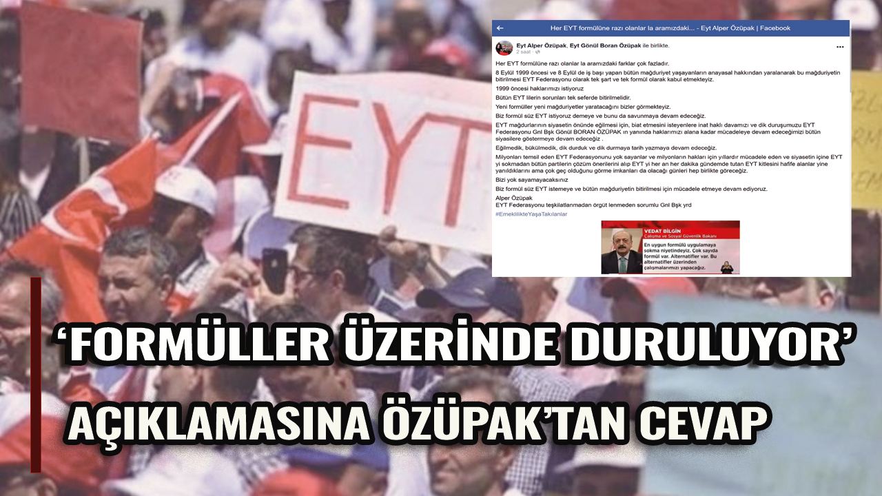 Vedat Bilgin'in 'formüller üzerinde duruyoruz' açıklaması üzerine Alper Özüpak'tan cevap