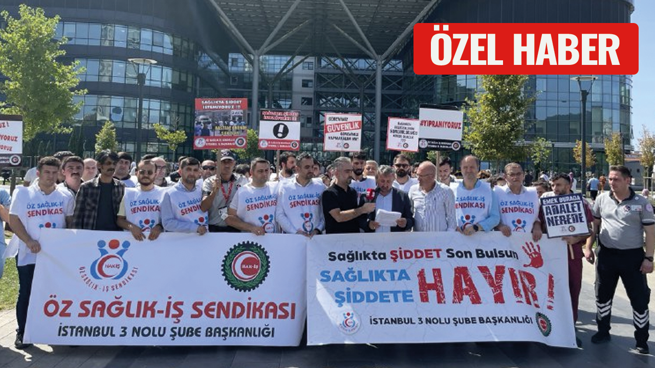 Öz Sağlık İş Sendikası'ndan öldürülen güvenlik görevlisi için basın açıklaması