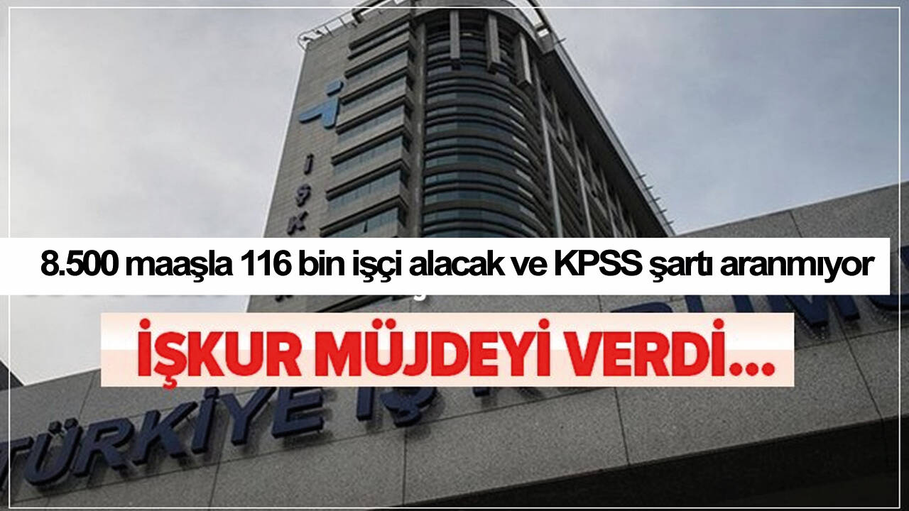 İŞKUR'dan çalışanlara müjde! 8.500 maaşla 116 bin işçi alacak ve KPSS şartı aranmıyor