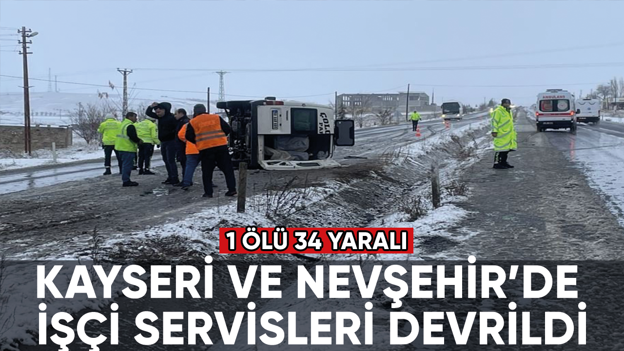 İşçi servisleri devrildi: 1 ölü, 34 yaralı