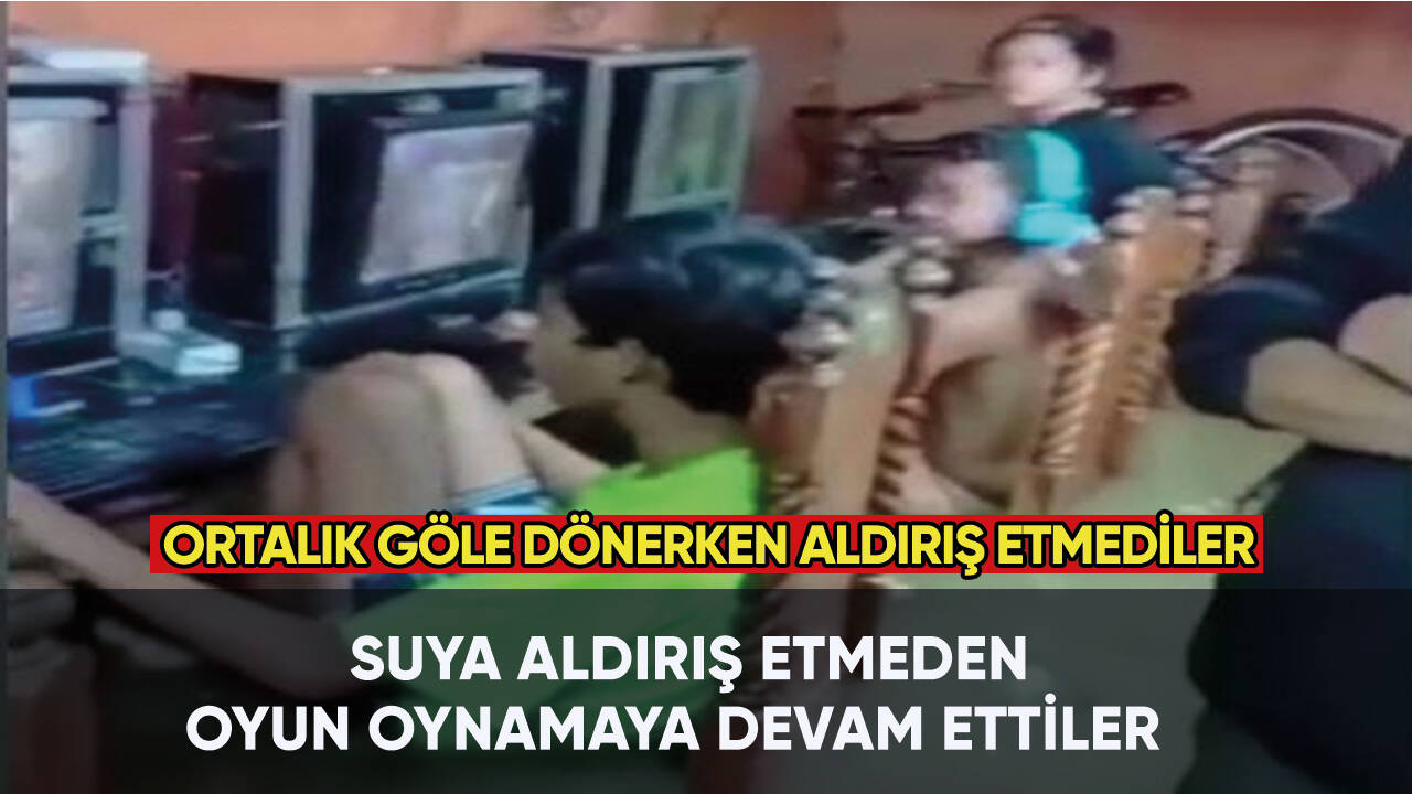 Ortalık göle dönerken aldırış etmeden oyun oynadılar!