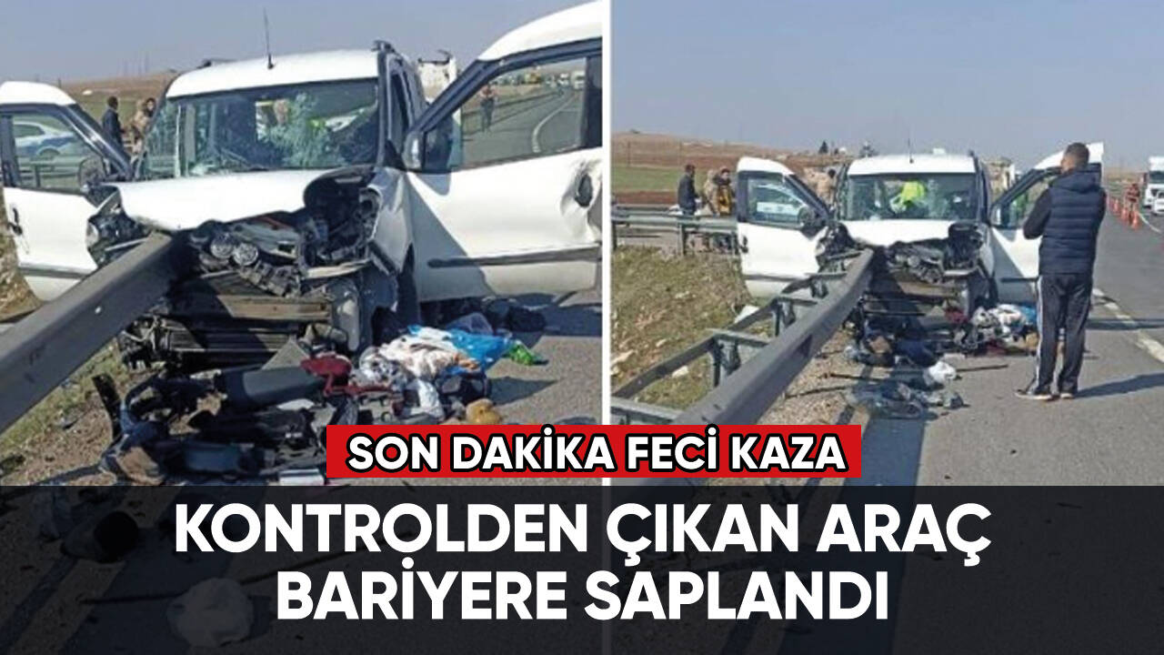 Son dakika feci kaza: Kontrolden çıkan araç bariyere saplandı