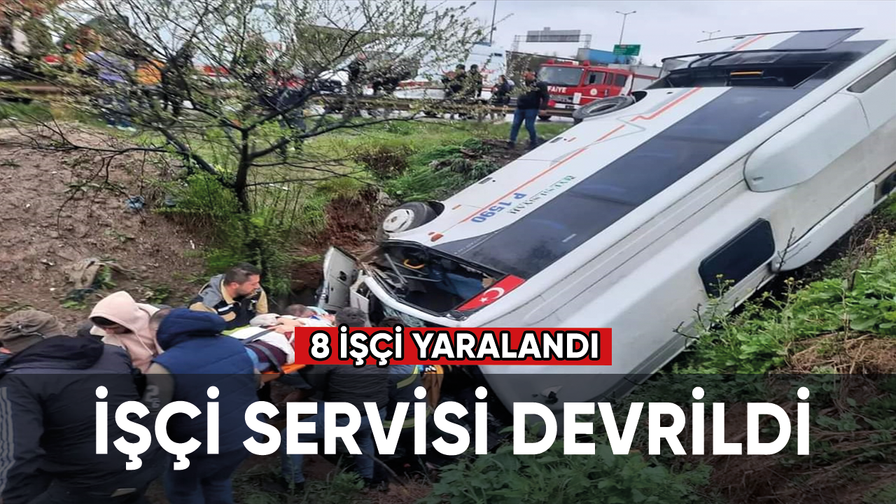 Servis midibüsü devrildi 8 işçi yaralandı