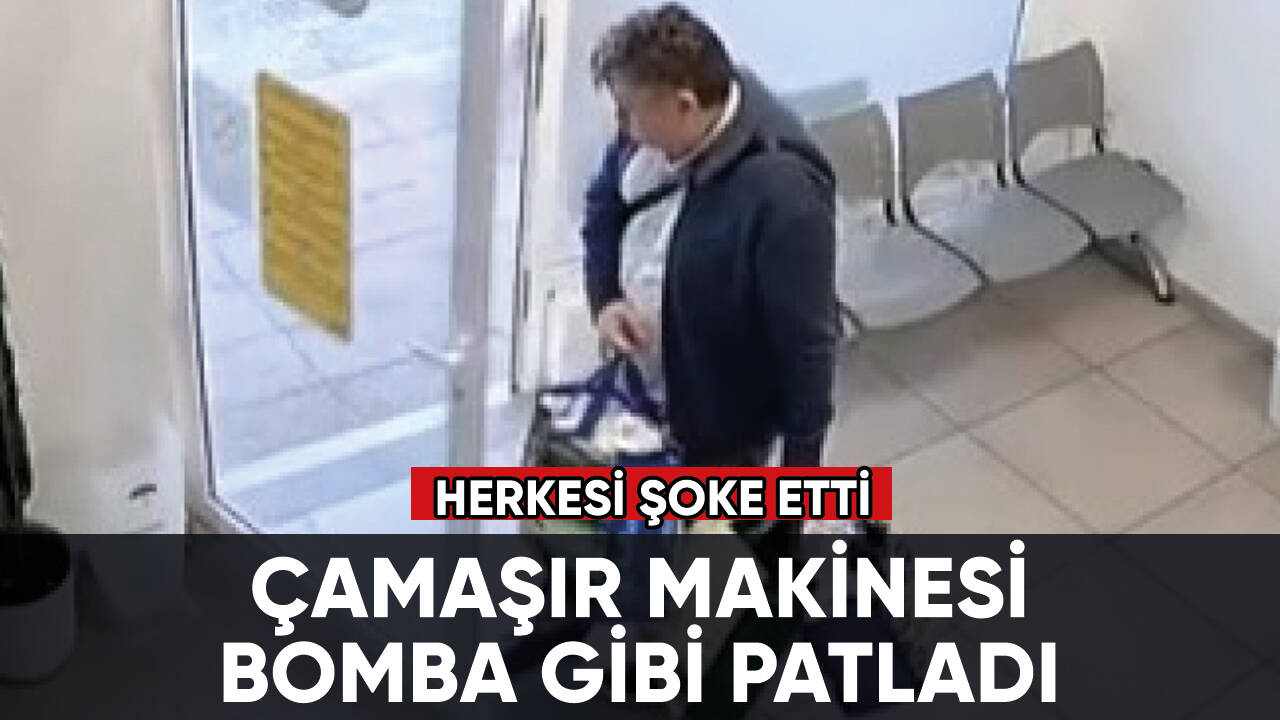 Çamaşır makinesi bomba gibi patladı!