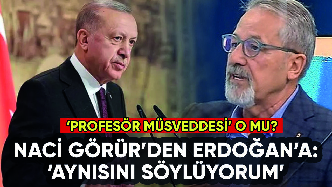 Naci Görür'den Erdoğan'a profesör müsveddesi yanıtı: Aynı şeyleri söylüyorum