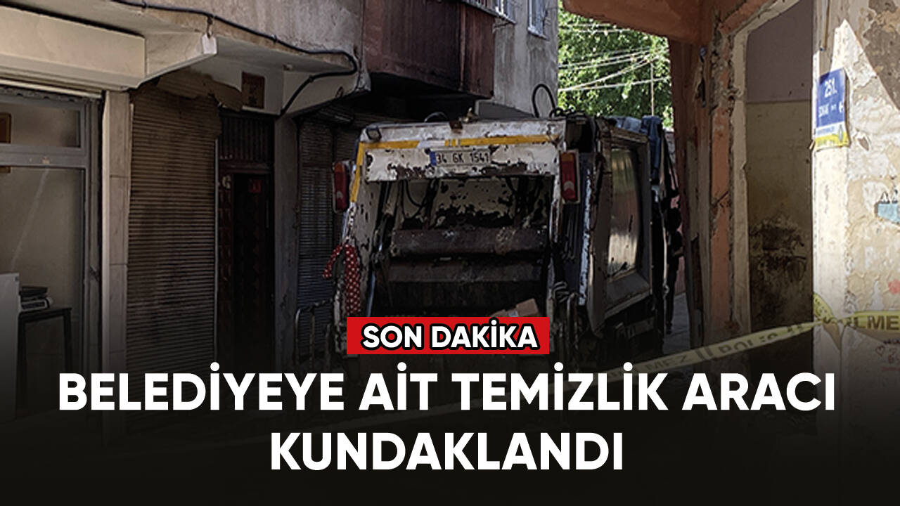 Belediyeye ait temizlik aracı maskeli kişilerce kundaklandı