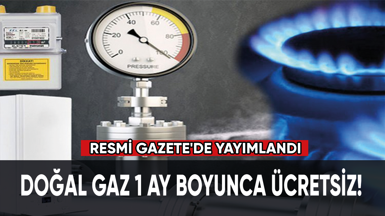 Resmi Gazete'de yayımlandı. Doğal gaz 1 ay boyunca ücretsiz!