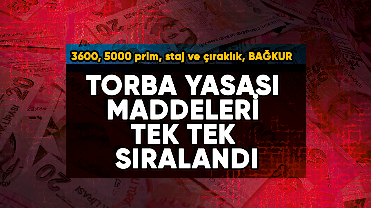 5000 prim, 3600 kısmi emeklilik, Bağkur Tescil affı, kira, staj ve çıraklık sigortası....Son dakika gelişmesi