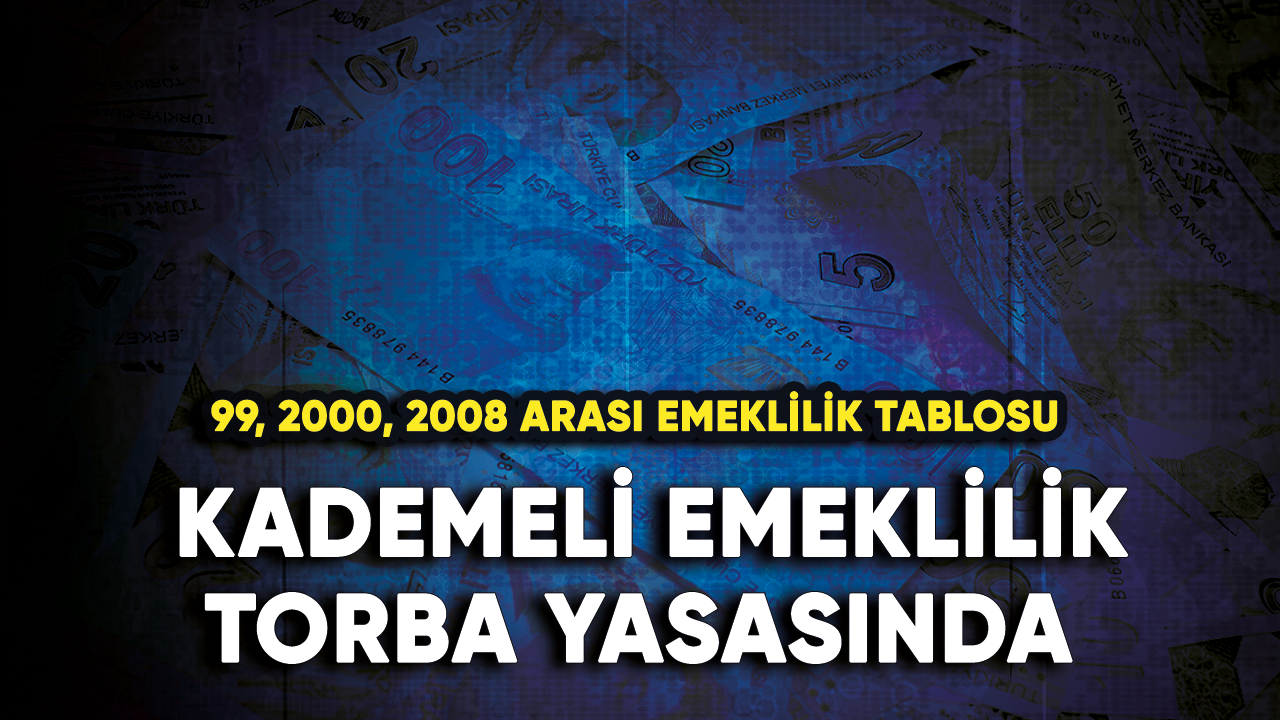 Sonunda beklenen oldu! Kademeli emeklilik torba yasasında! 99, 2000, 2008 arası emeklilik tablosu