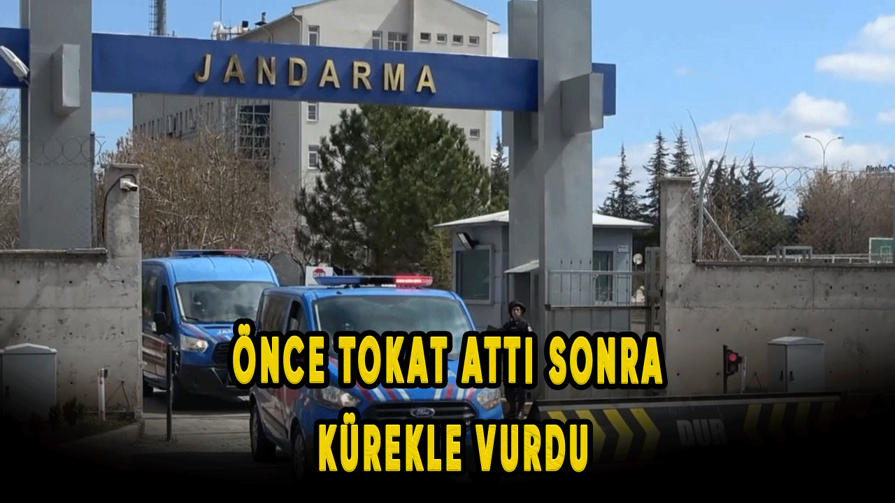 Önce tokat attı sonra kürekle vurdu