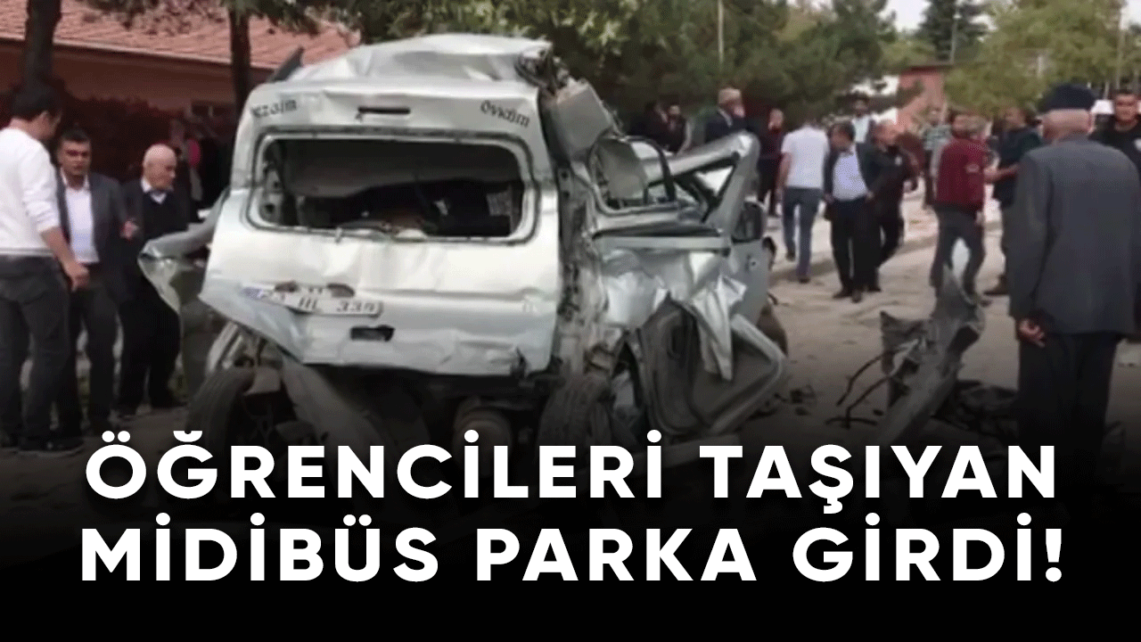 Öğrencileri taşıyan midibüs parka girdi!