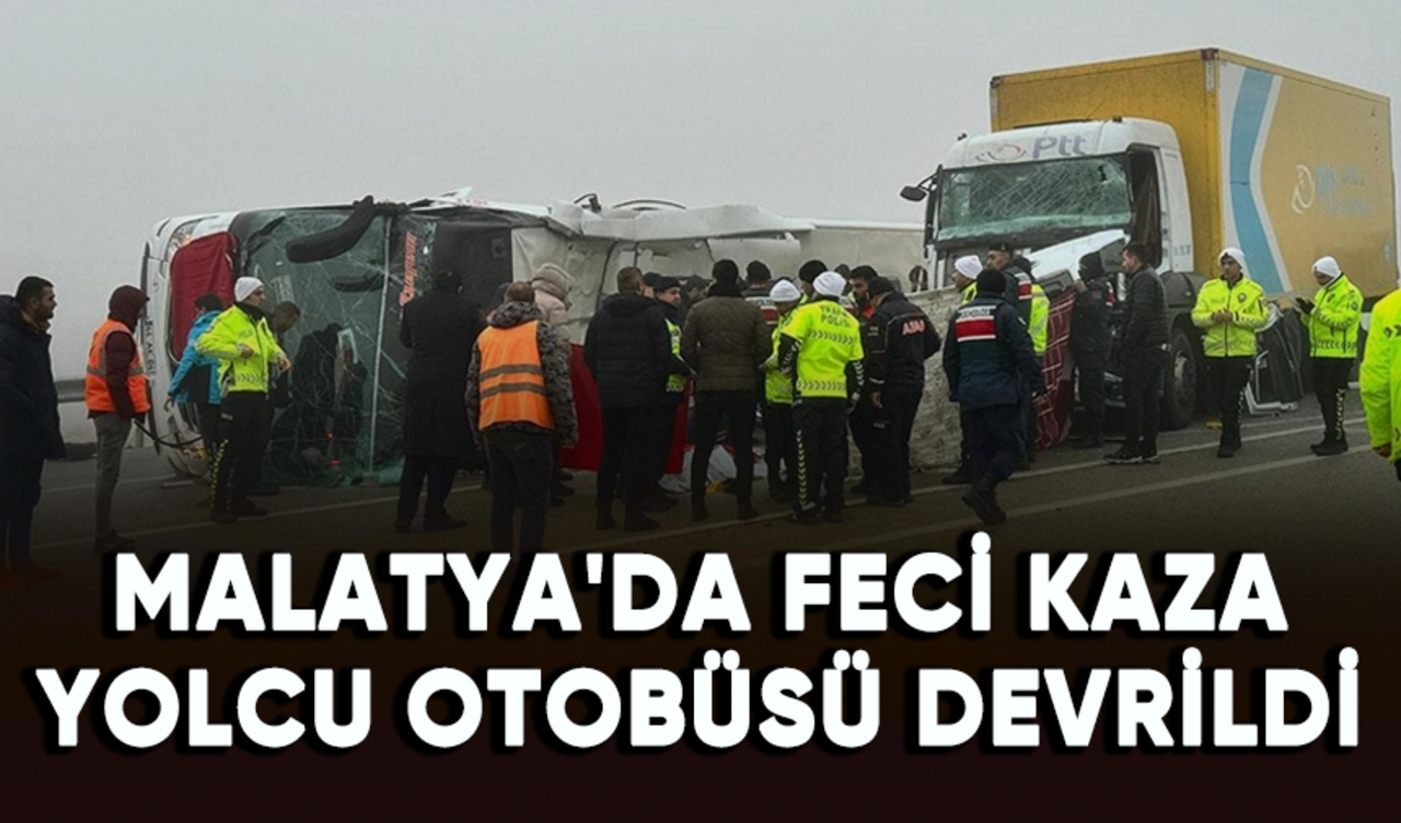 Malatya'da feci kaza: Yolcu otobüsü devrildi