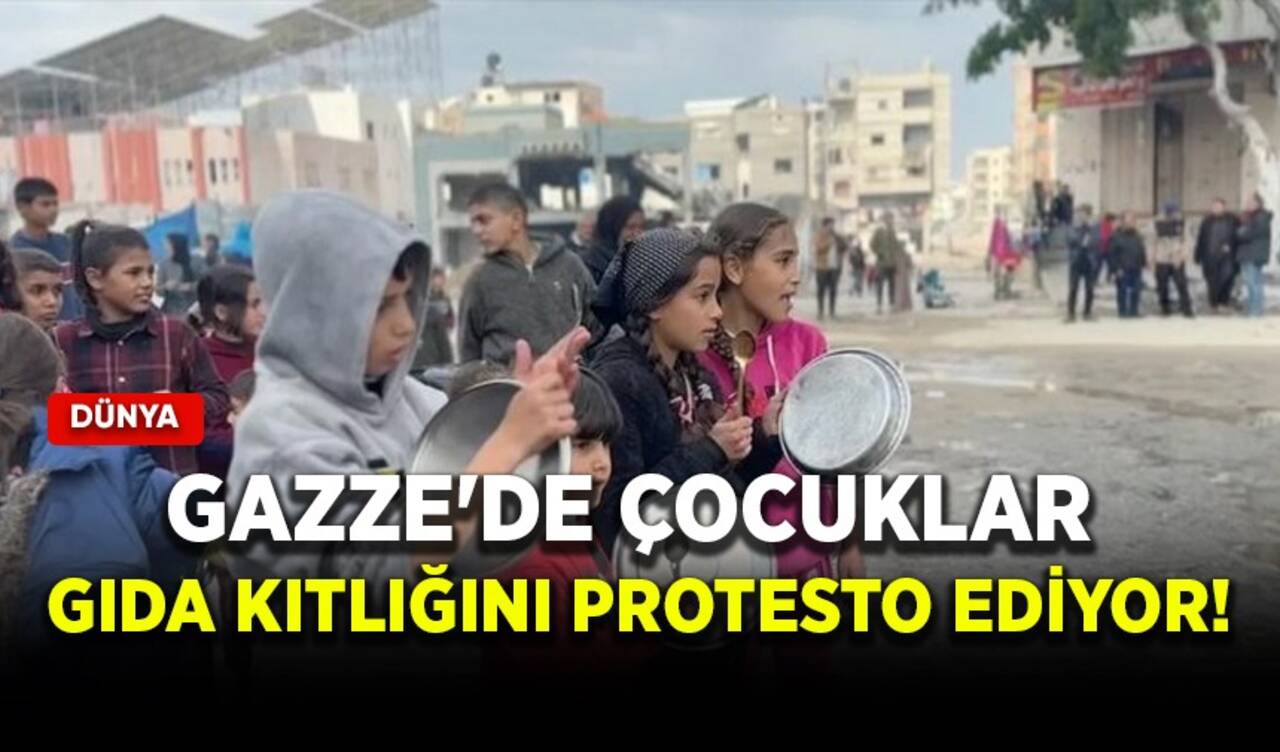 Gazze'de çocuklar gıda kıtlığını protesto ediyor