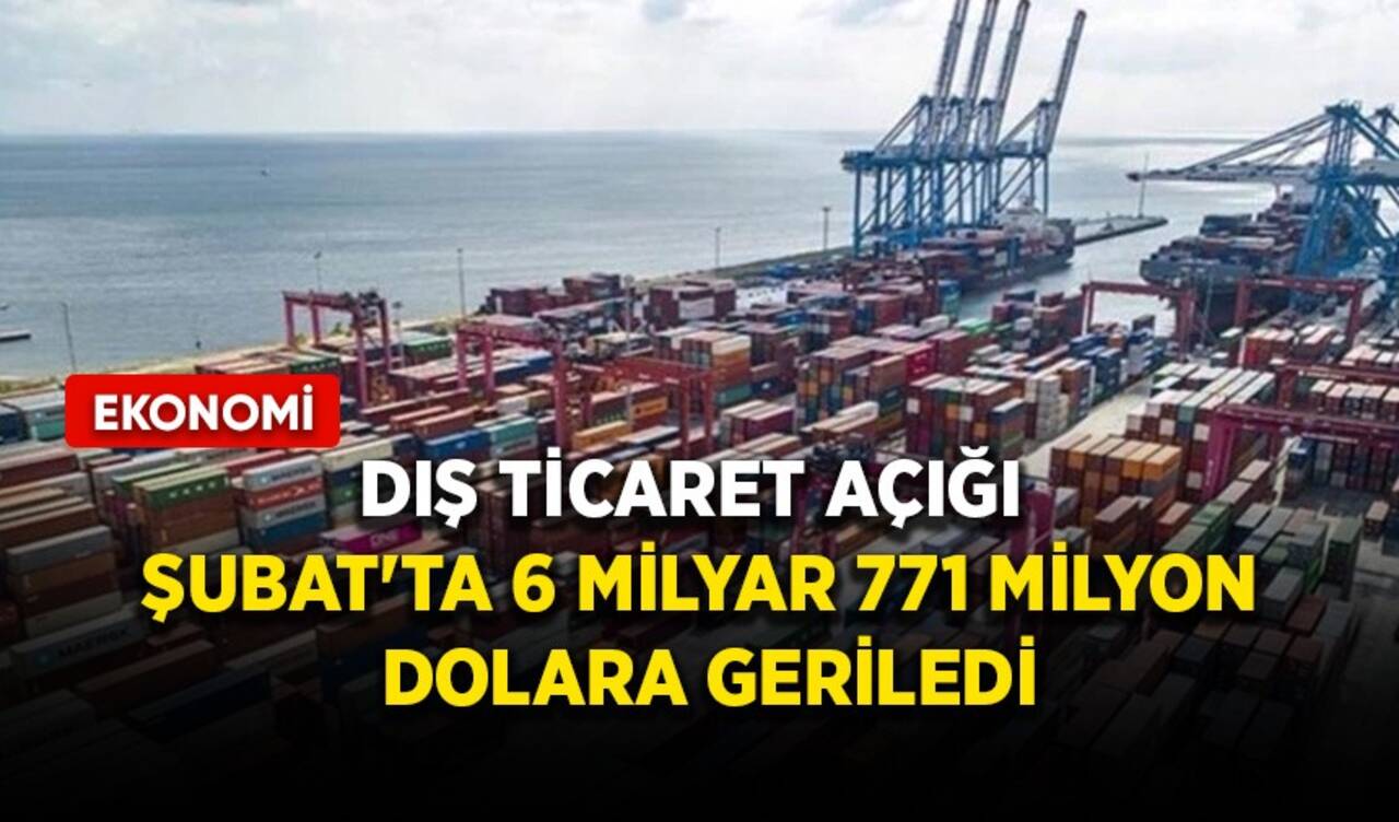 Dış ticaret açığı Şubat'ta 6 milyar 771 milyon dolara geriledi