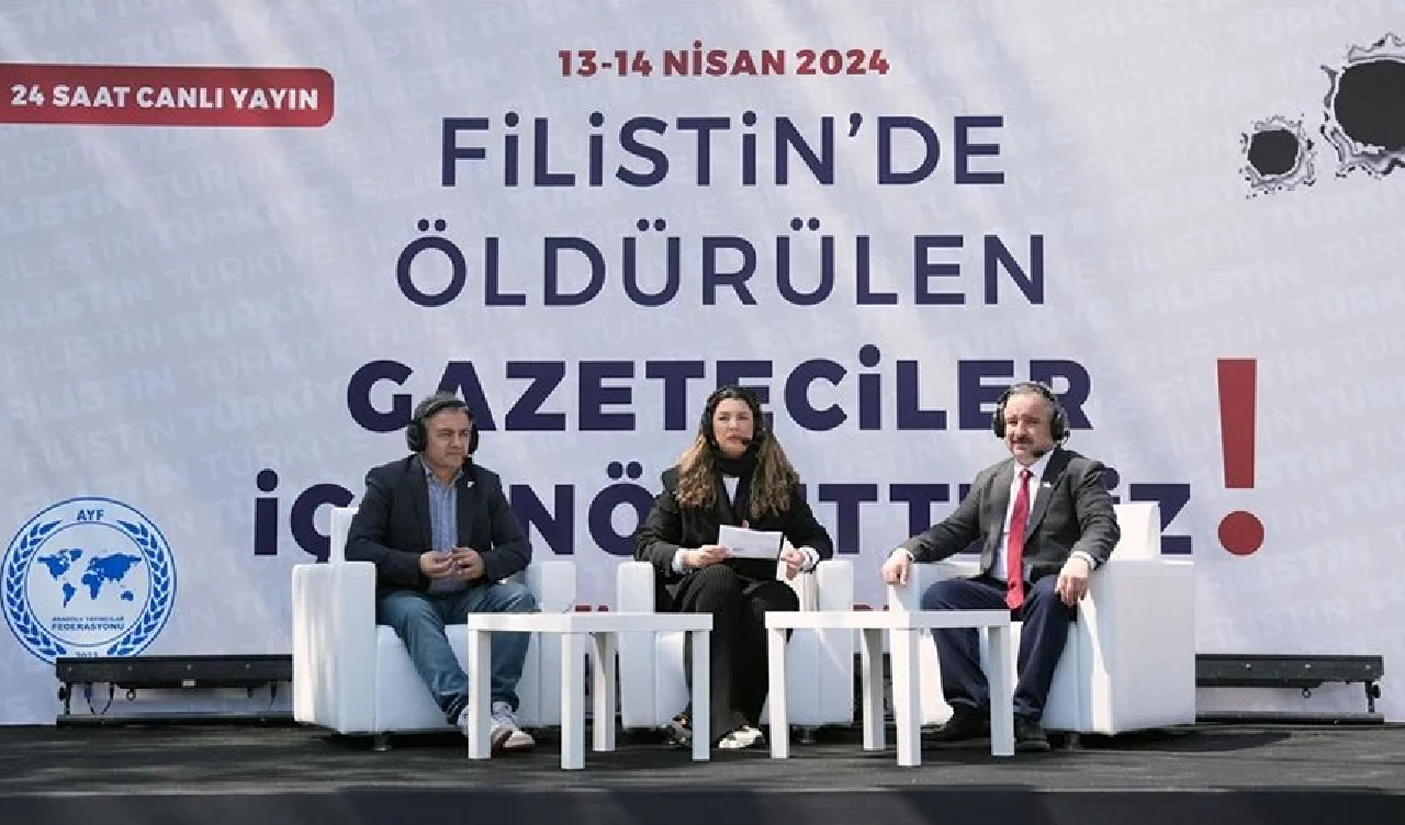 İstanbul'da, Filistin'de öldürülen gazeteciler için 24 saat sürecek tepki yayını başladı