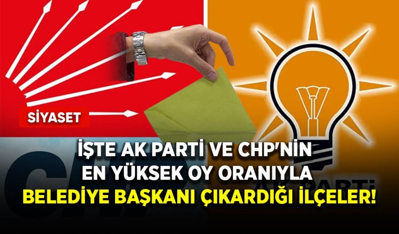 İşte AK Parti ve CHP'nin en yüksek oy oranıyla belediye başkanı çıkardığı ilçeler!