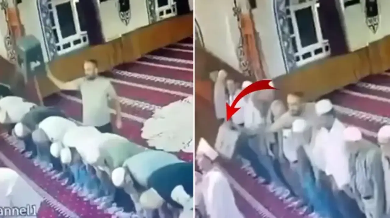 Camide şaşırtan olay! Namaz kıldıran imama tabureyle saldırdı: Cemaat böyle karşılık verdi