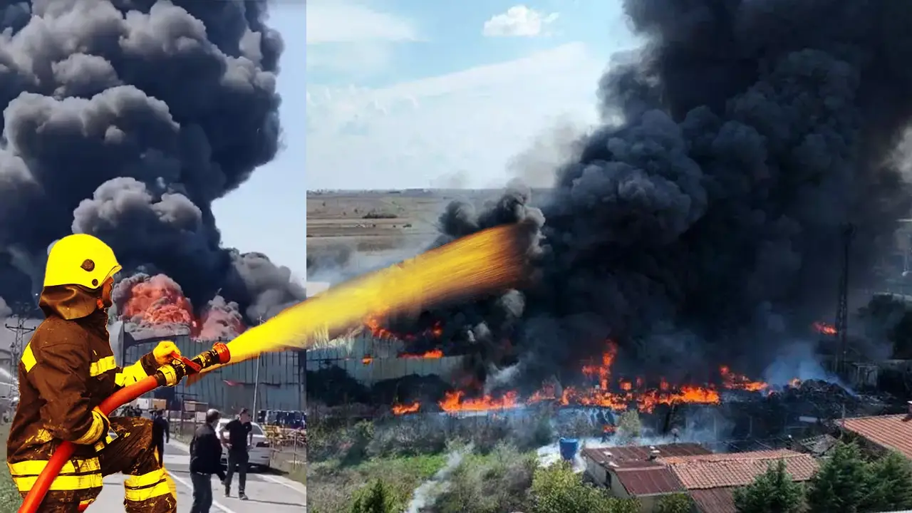 Tekirdağ'da içinde yanıcı maddeler bulunan fabrikada yangın!