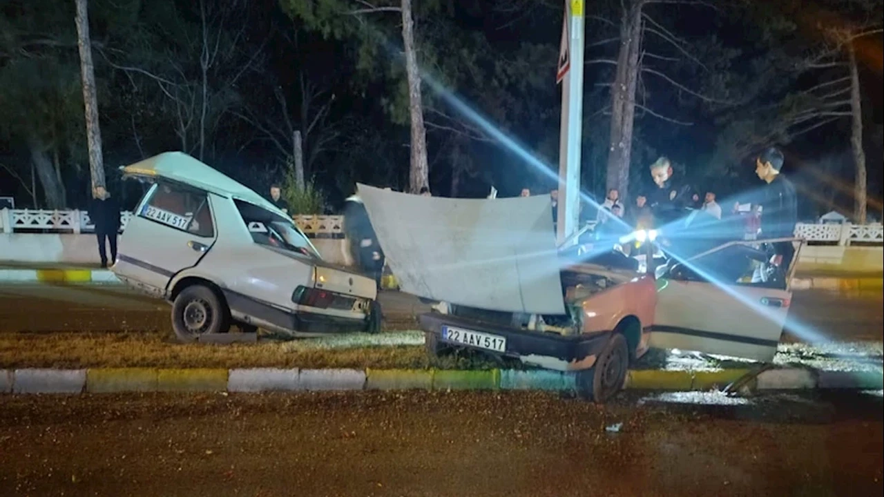 Edirne'de otomobil ikiye bölündü: 1 ölü, 1 yaralı