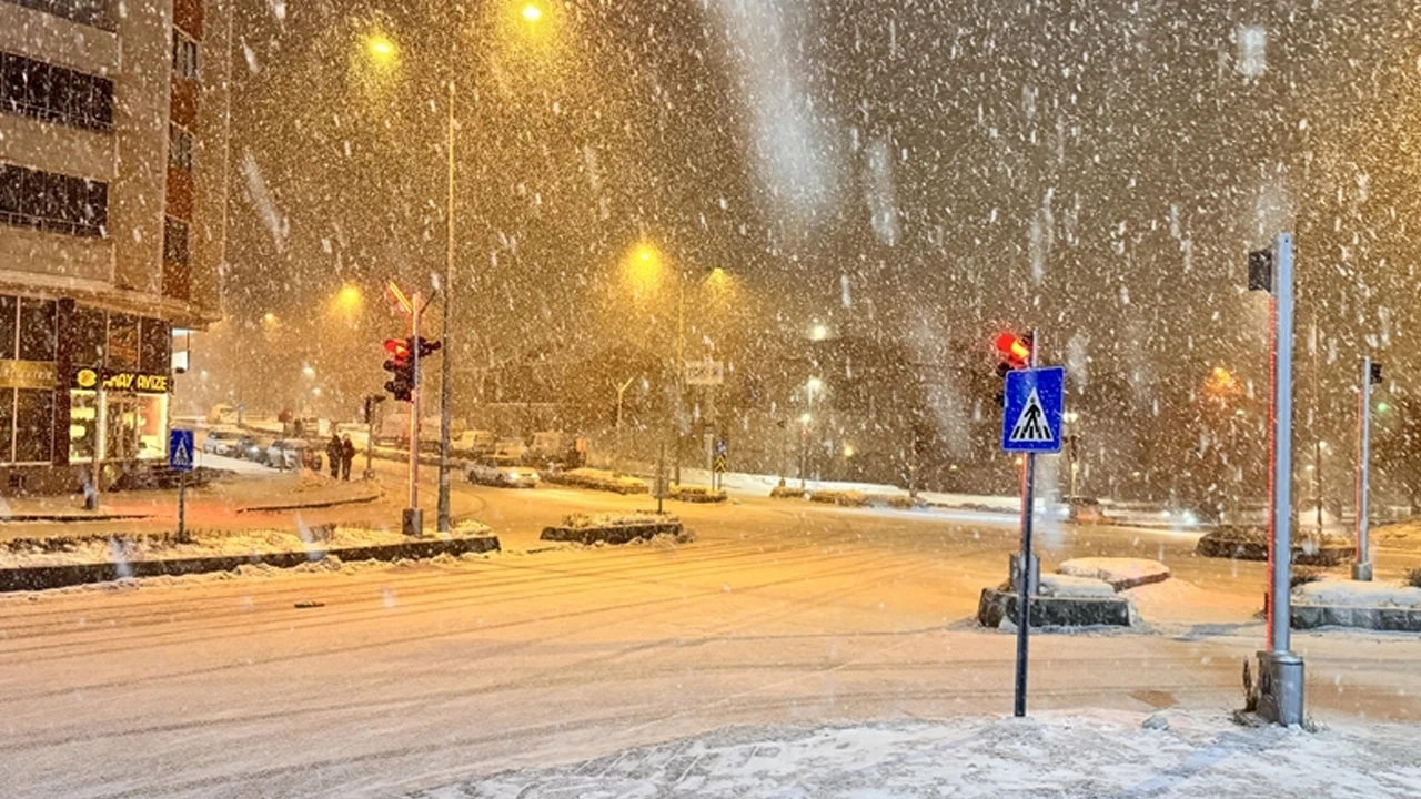 Erzurum'da kar yağışı ve tipi