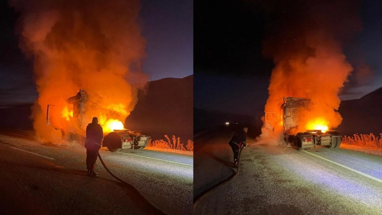 Van'da yangın: Dorsesiz tır küle döndü!