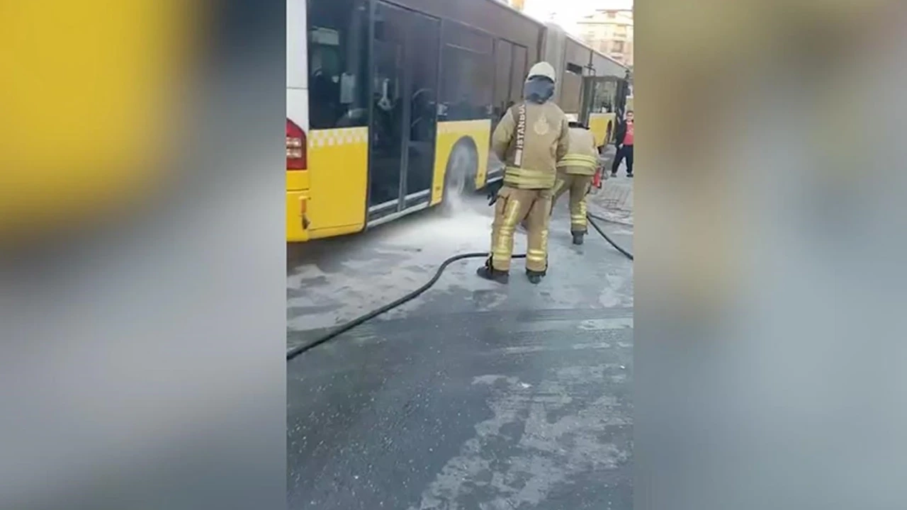 Sancaktepe'de İETT otobüsünde yangın paniği