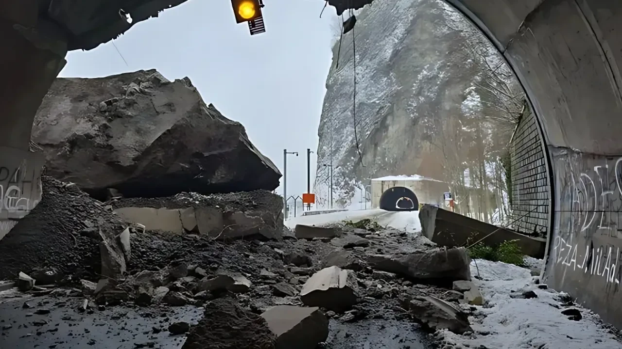 Artvin’de heyelan ulaşımı felç etti: Dev kaya parçaları Sarp tünelini kapattı!