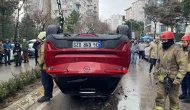 Kadıköy'de araç takla atıp ters döndü