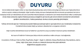 Türkiye Üniversite Sporları Federasyonu 15 spor branşını iptal etti: Sebep tasarruf tedbirleri gösterildi