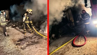 Kahramanmaraş'ta konteyner alevlere teslim oldu