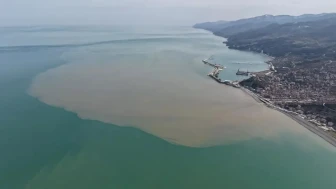 Kastamonu'da kar suları Karadeniz'in rengini değiştirdi