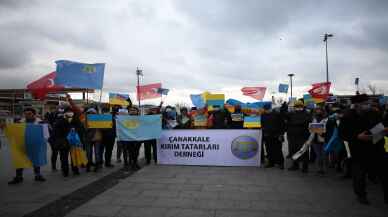 Rusya'nın Ukrayna'ya saldırısı  Çanakkale'de protesto edildi