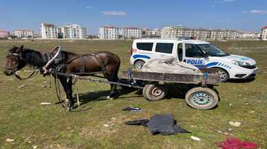 Kırklareli'nde polisin kovaladığı iki hırsızlık zanlısı at arabasını bırakıp kaçtı