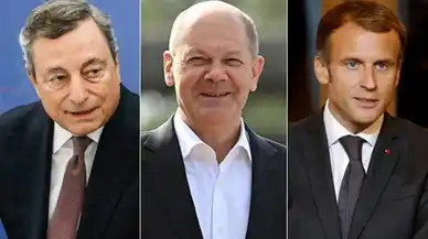 Fransız Macron, Alman Scholz ve İtalyan Draghi Ukrayna yolunda