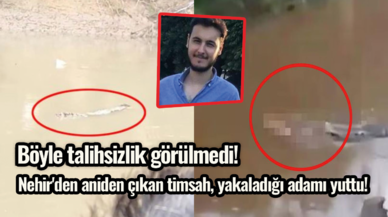 Böyle talihsizlik görülmedi! Nehir'den aniden çıkan timsah, yakaladığı adamı yuttu!