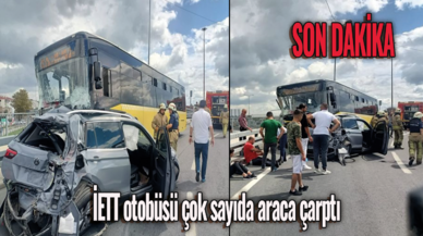 Son dakika! İETT otobüsü çok sayıda araca çarptı