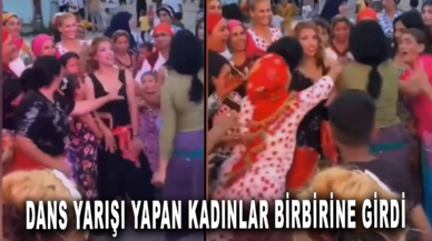 Dans yarışı yapan kadınlar birbirine girdi: Görüntüler gündem oldu