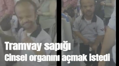 Tramvay sapığı sosyal medyanın diline düştü! Cinsel organını açmak istedi