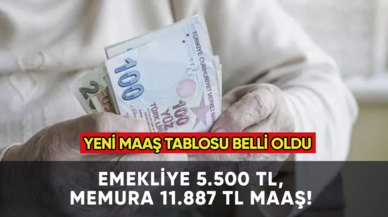 Emekliye 5.500 TL, Memura 11.887 TL maaş! Yeni maaş tablosu