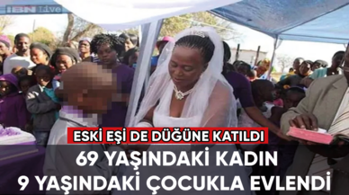 Skandal görüntüler! 69 yaşındaki kadın 9 yaşındaki çocukla evlendi